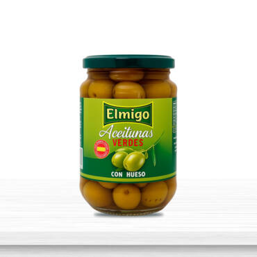 Aceitunas Verdes Con Hueso en Frasco Elmigo 350g/12